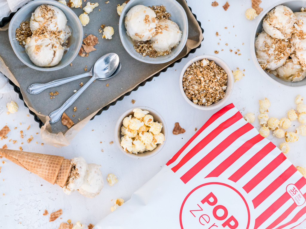Brown Butter Ice Cream with Kettle Corn Crumble