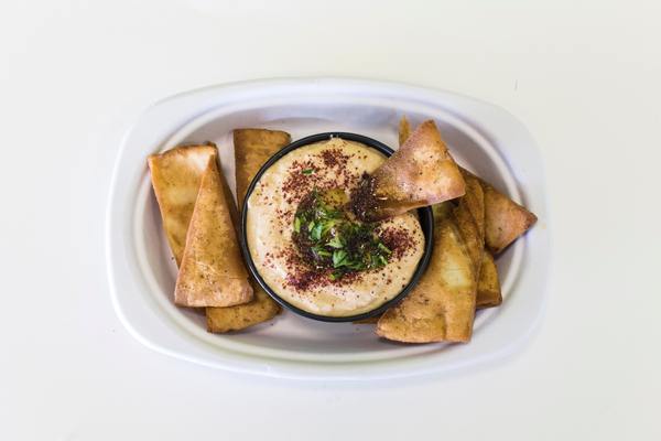 vegan hummus and chips
